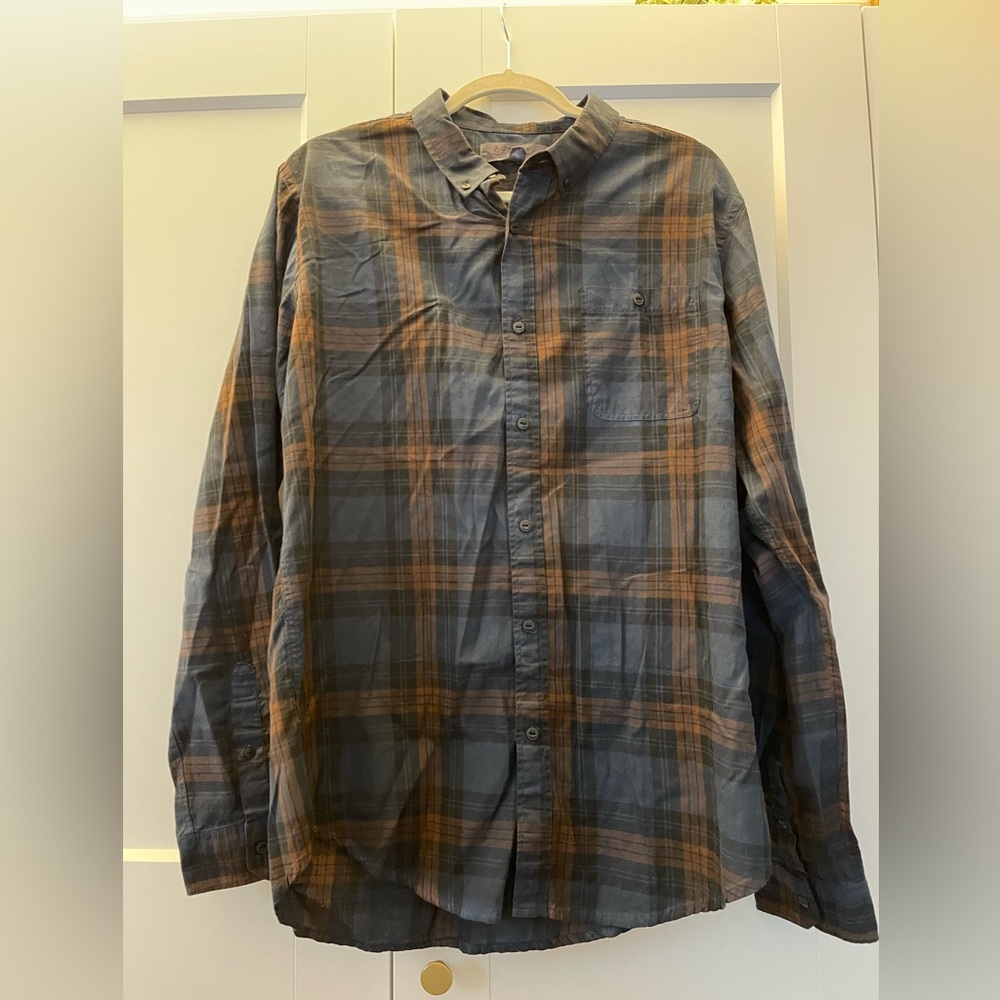 Ezekiel Men's Casual Plaid Shirt - Blue and Brown